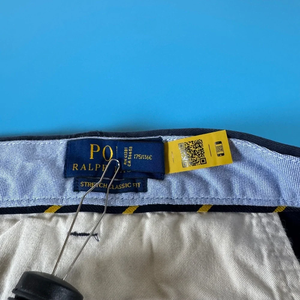 Polo Ralph Lauren Mens Navy Blue Stretch Classic Fit Chino Pants 44x32 Preppy